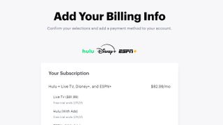 Hulu 'Add Your Billing Info' page.