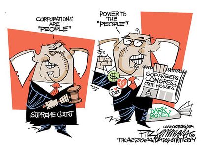 Political cartoon GOP midterms dark money corporation