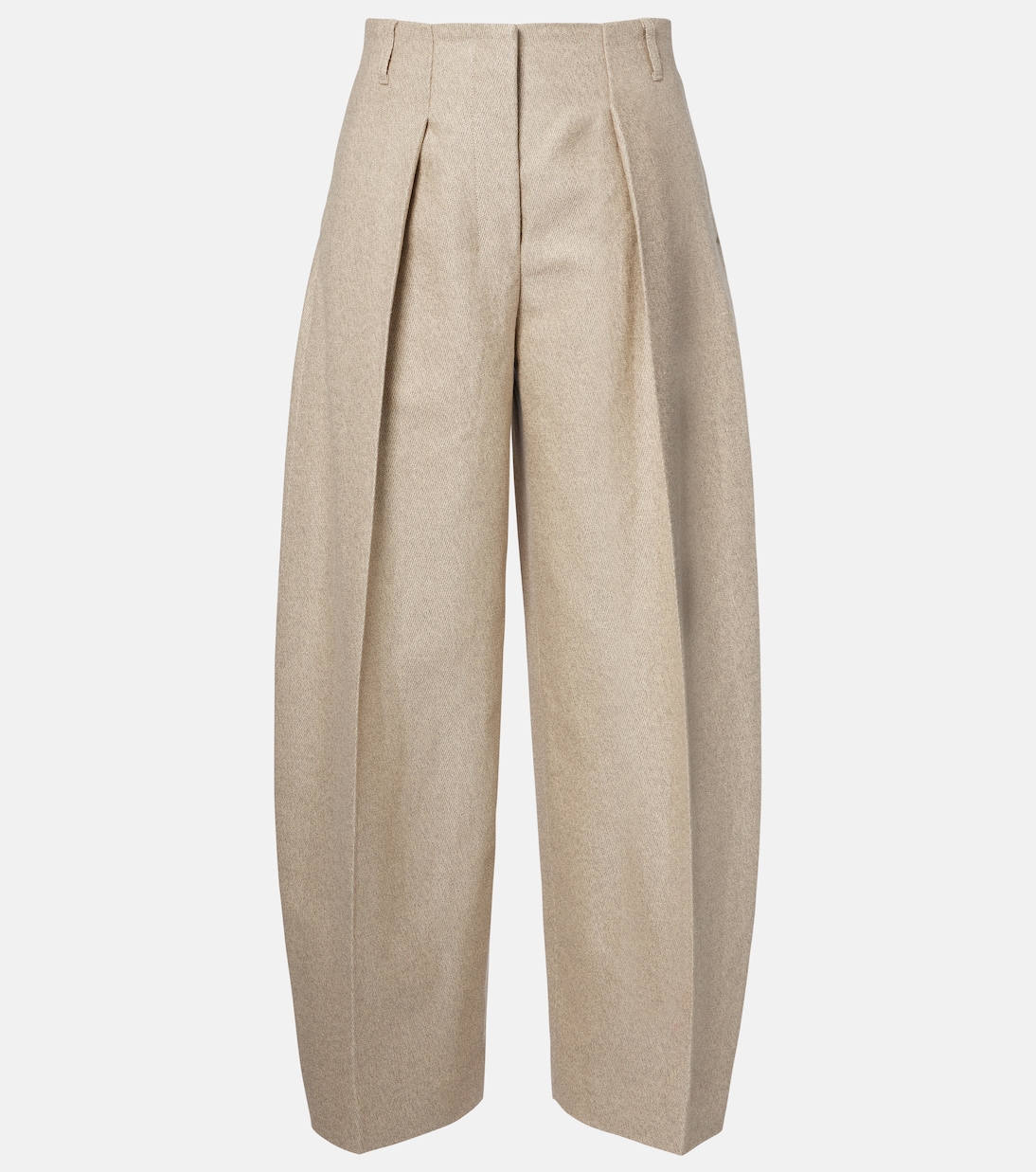 Ovalo Cotton and Linen Barrel-Leg Pants in Beige - Jacquemus