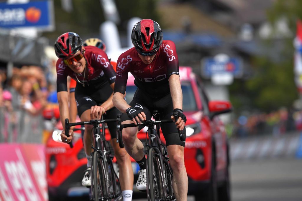 Ineos duo Pavel Sivakov and Eddie Dunbar cross the line