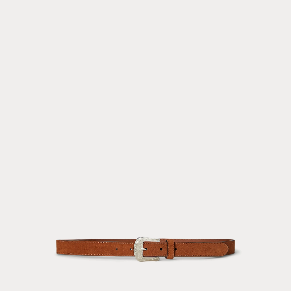 Tooled Buckle Leather Belt