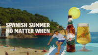 San Miguel advert that says 'Spanish summer no matter when'