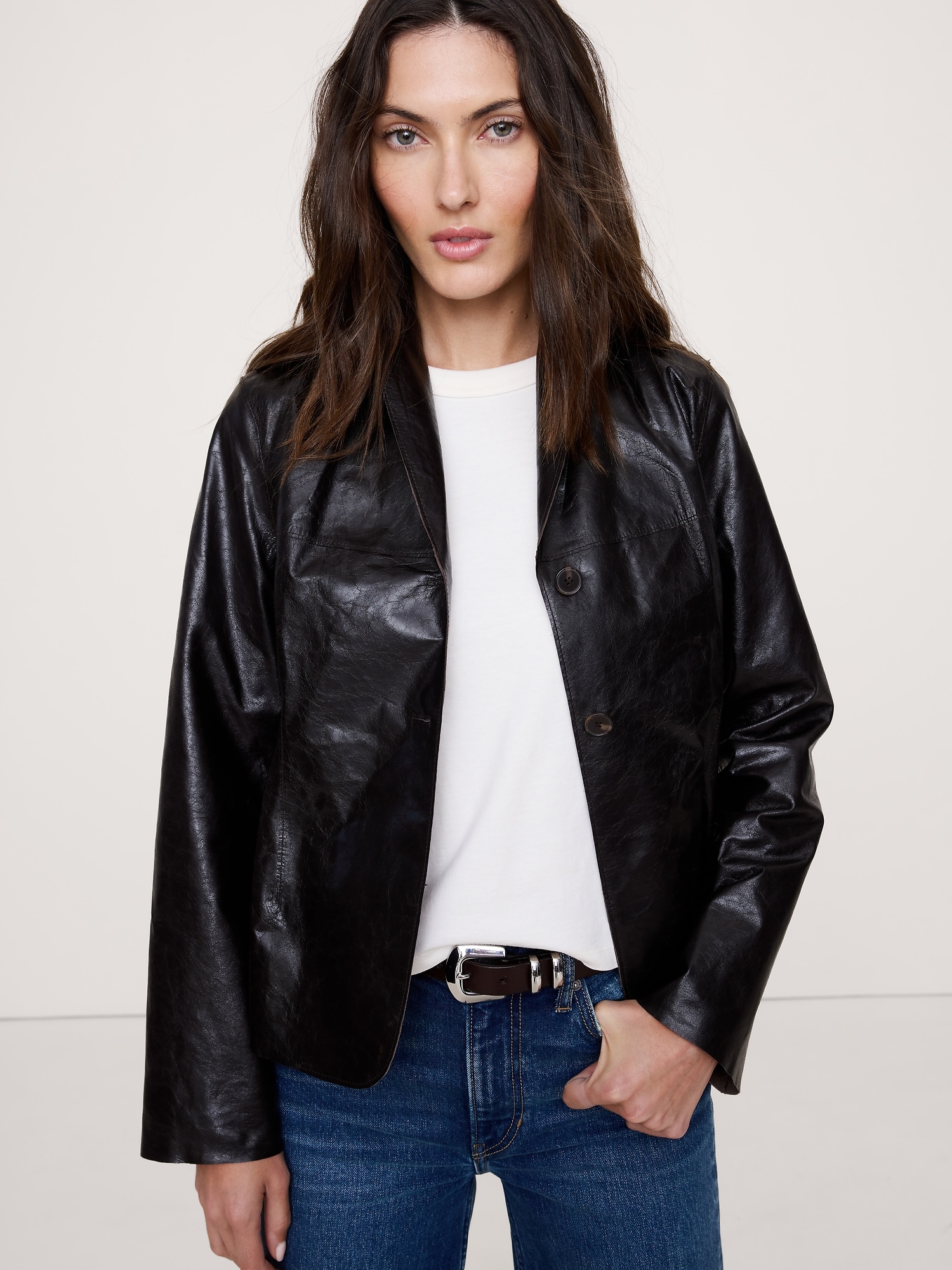 90s Leather Blazer