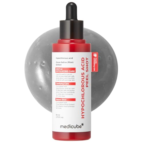 Medicube Peel Shot With Hypochlorous Acid | Gentle Exfoliating Serum for Dead Skin Cells &amp;amp; Pores, Blackheads &amp;amp; Excess Sebum Control | Rice Extract, Panthenol for Hydrating &amp;amp; Smoothing Care | 2.7 Fl.oz