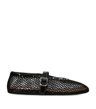 Leather Mesh Ballet Flats