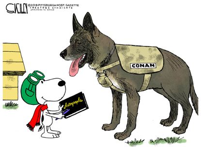 Editorial Cartoon U.S. Conan Hero Dog Snoopy Autographs Al Baghdadi