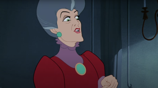 Lady Tremaine with wide eyes in animated Cinderella