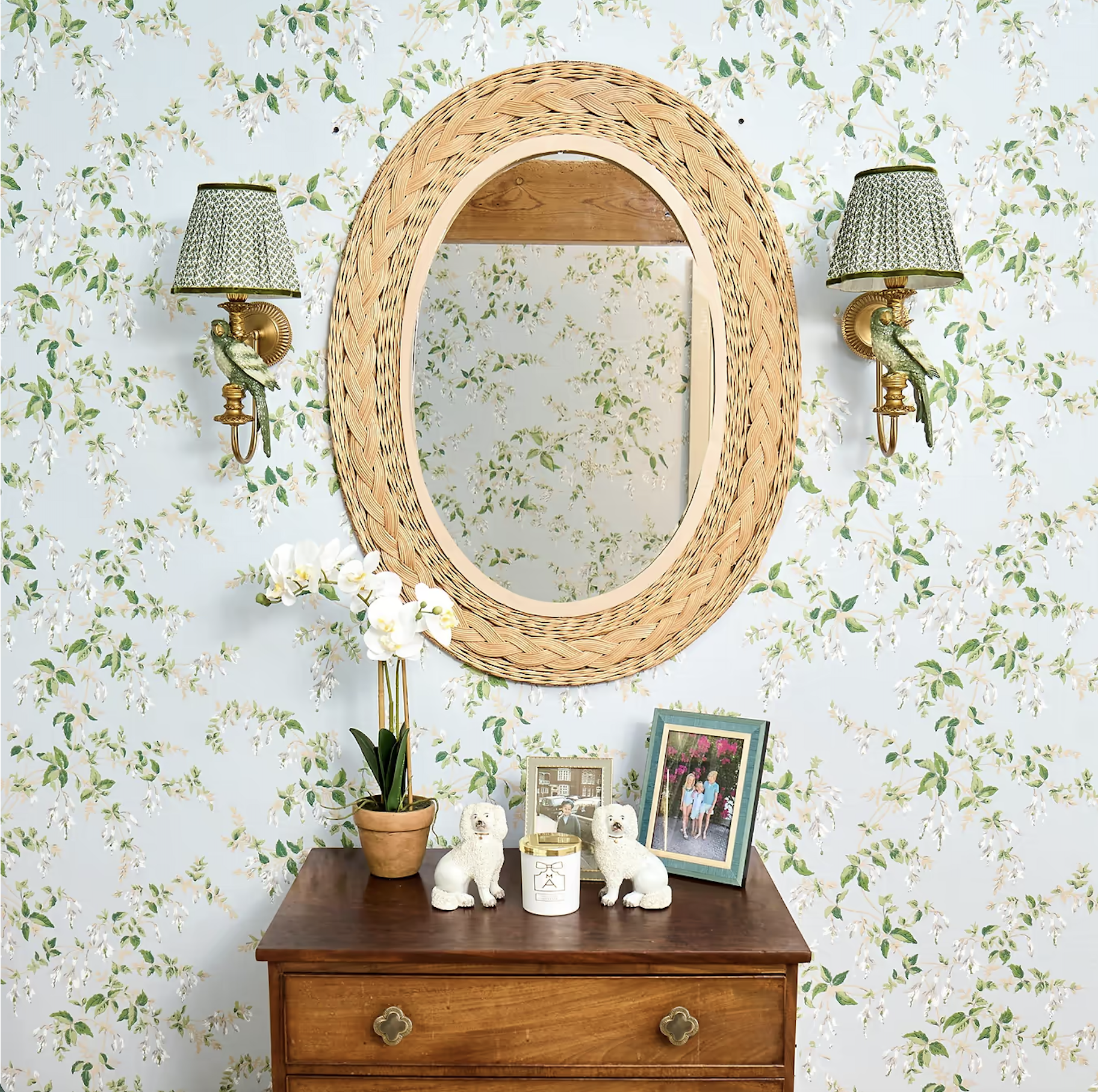wall sonces flanking a mirror