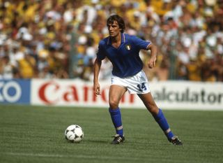 Italy's Marco Tardelli on the ball at the 1982 World Cup in Spain.
