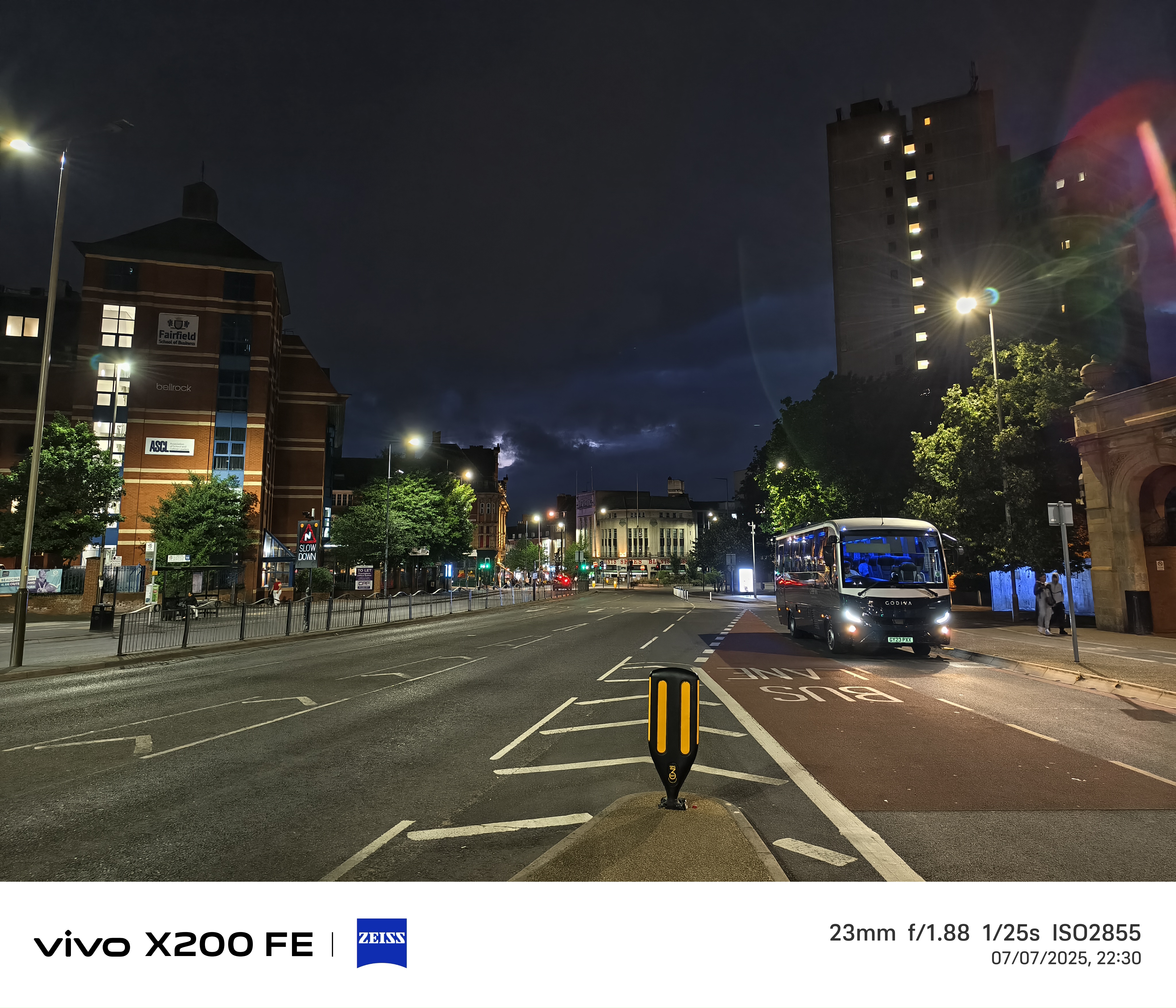 a street in the UK at night