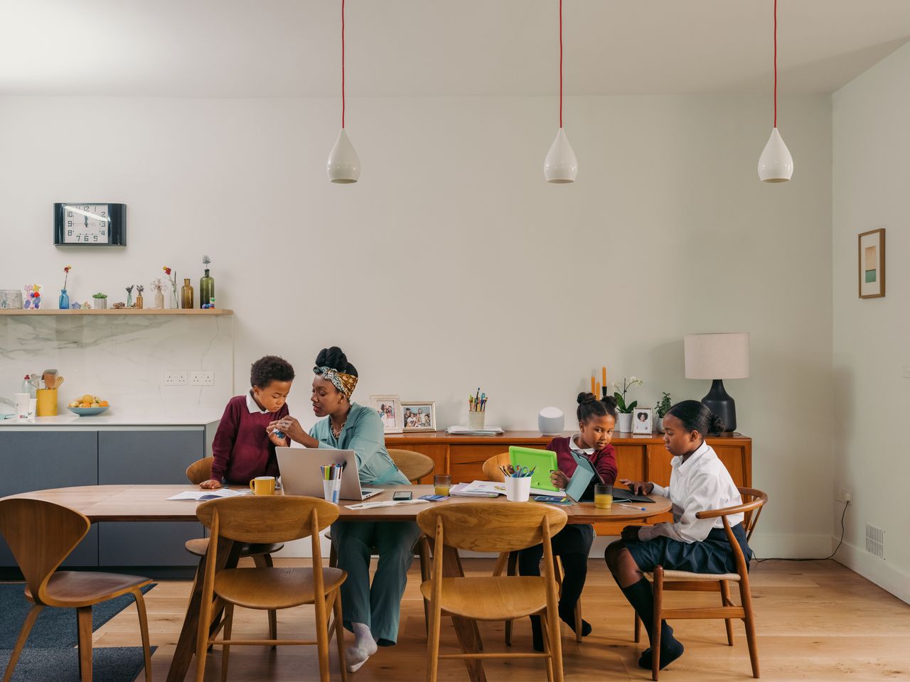 family sat at table