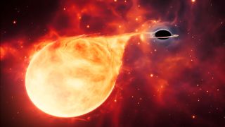 An artist's impression of a star being torn apart — or 'spaghettified' — by an intermediate-mass black hole.