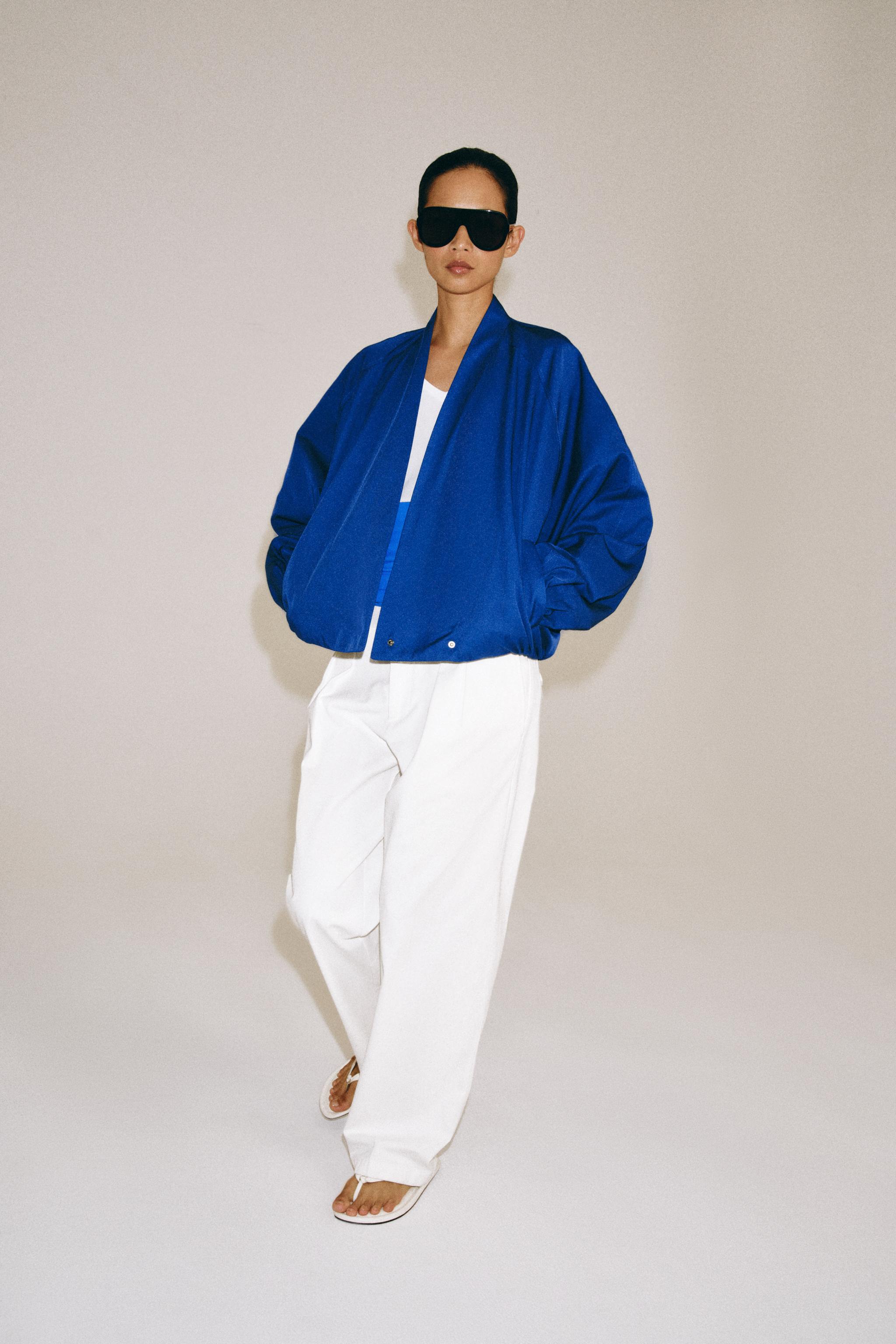 Zw Collection Bomber Jacket - Bluish - Xs