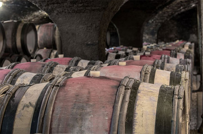 Barrels in the Maison Champy cellars