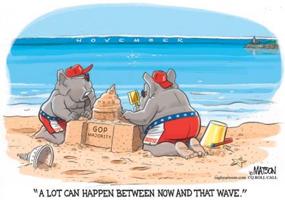Political Cartoon U.S. GOP Republicans Democrats midterm election blue wave