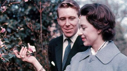 Princess Margaret and Antony Armstrong-Jones stand February 27, 1960 in the grounds of Royal Lodge on the day they announced their engagement. Buckingham Palace announced that Princess Margaret died peacefully in her sleep at 1:30AM EST at the King Edward VII Hospital February 9, 2002 in London.