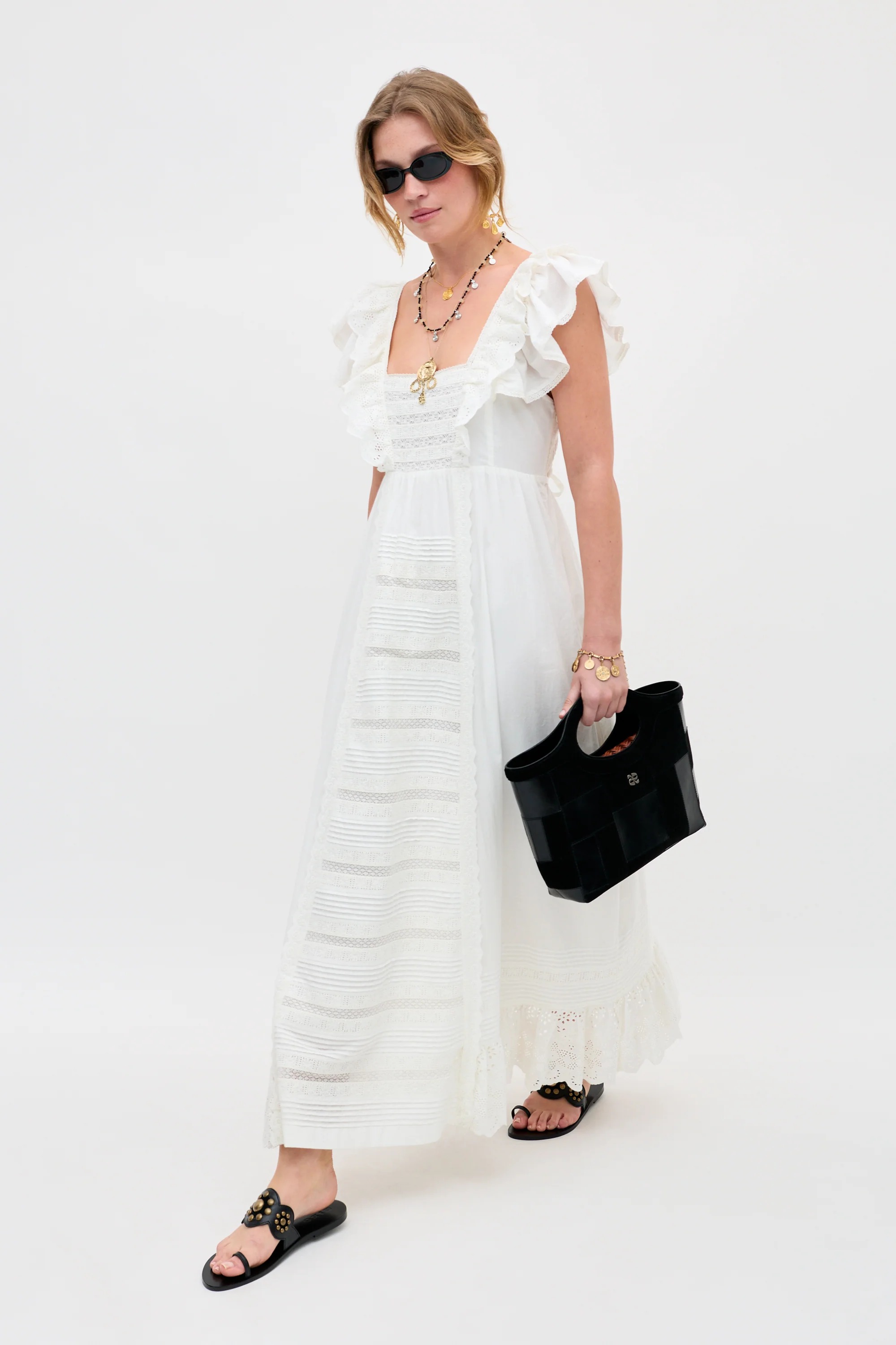 Delaney Cotton Midi Dress in White