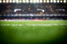 Close-up of a football pitch