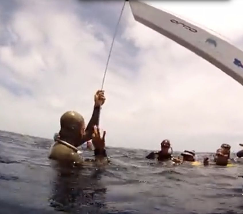 Nicholas Mevoli after free-diving in early 2013. 