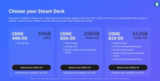 Steam Deck preorder reservation options