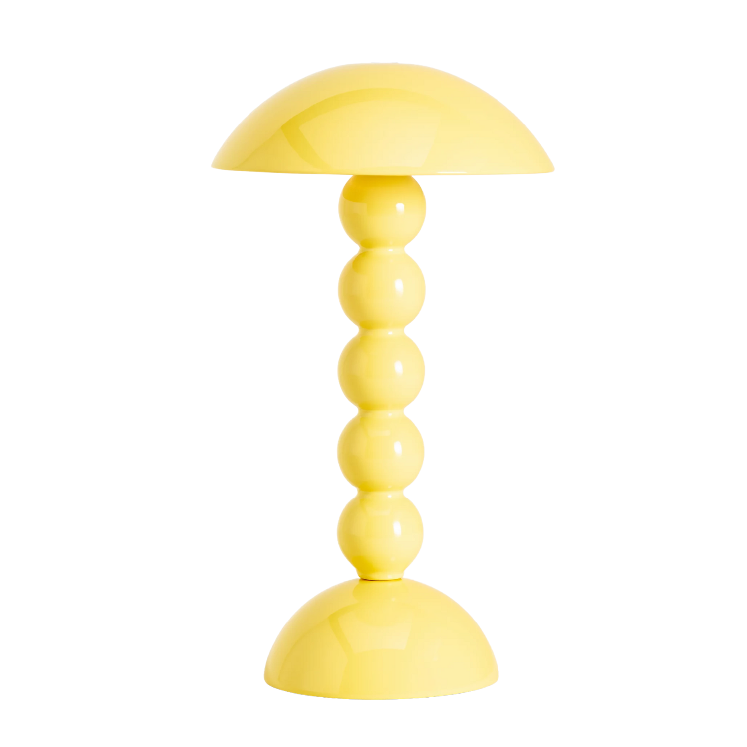A yellow Addison Ross Bobbin LED Cordless Rechargeable Table Lamp from Anthropologie