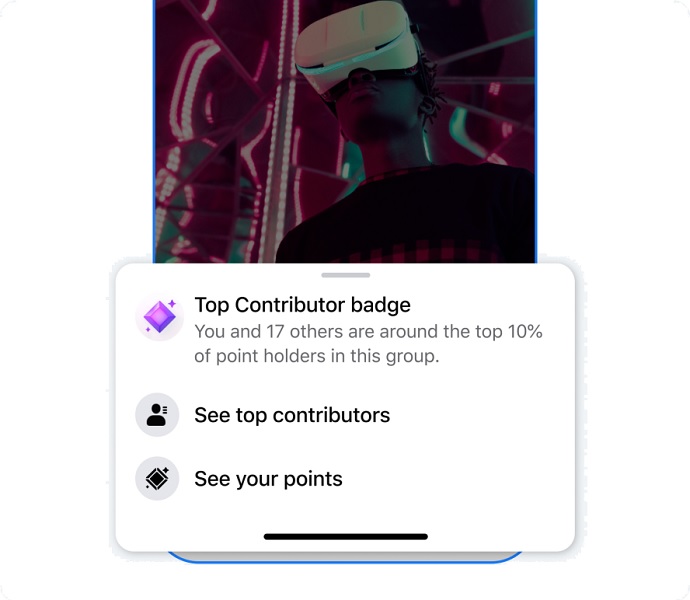 Facebook Group's new contributor badge for profiles.