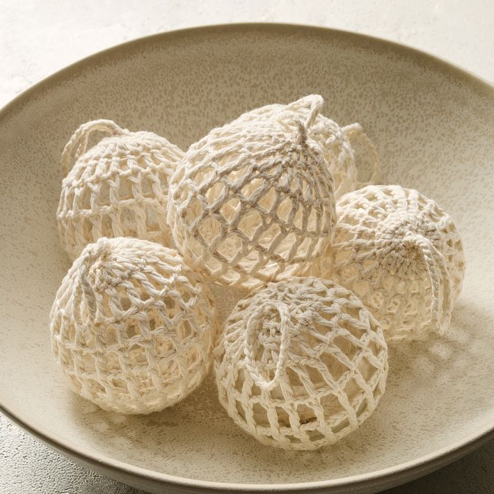 Woven &amp;amp; Glass Ornaments (set of 6)