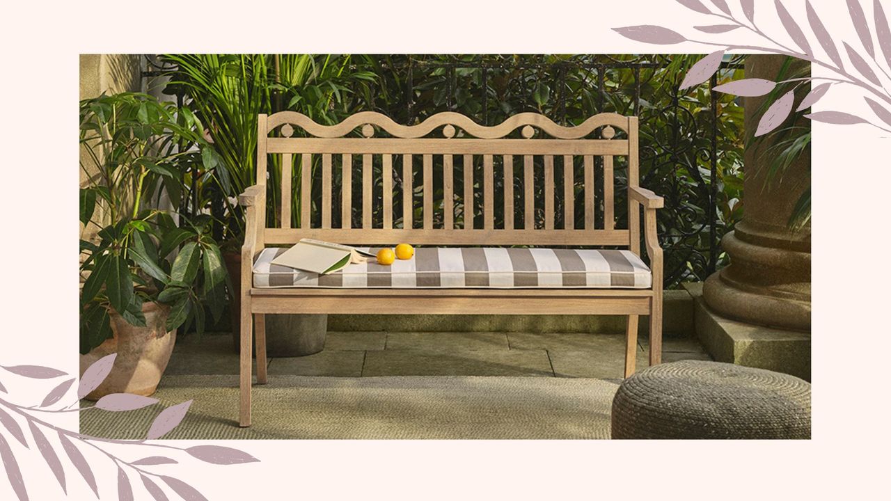 John lewis squiggle bench in garden 