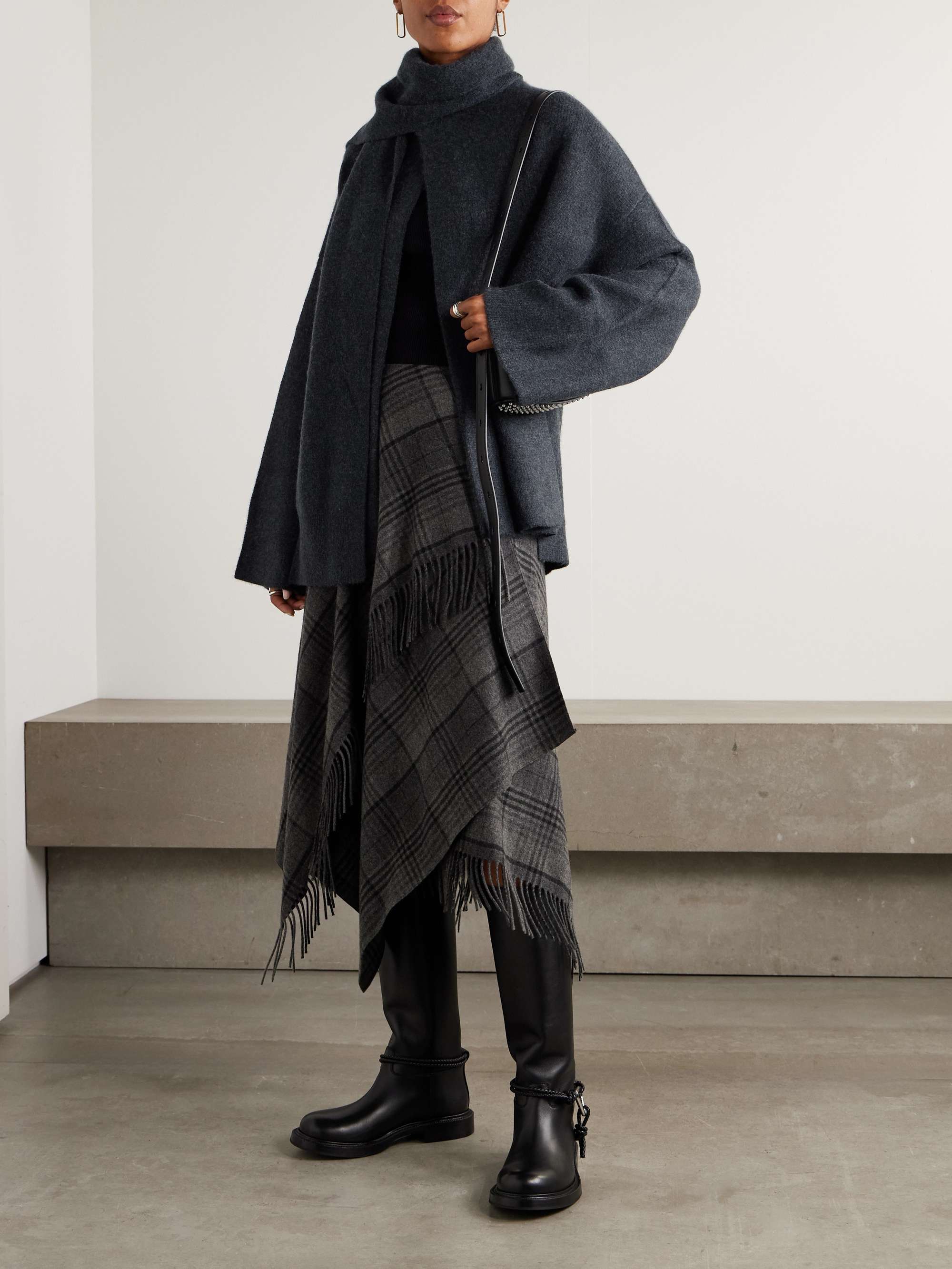 Spain Scarf-Effect Organic Cashmere Cardigan