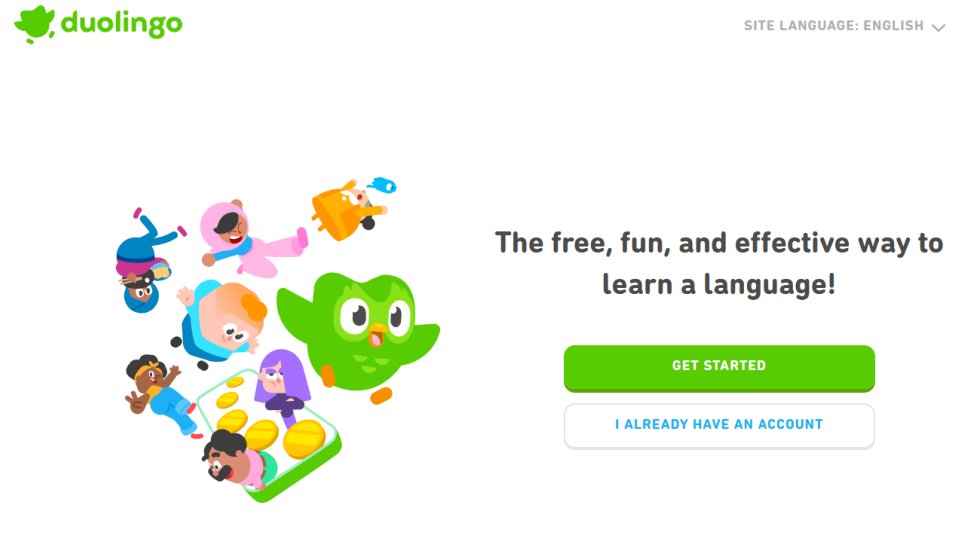 Duolingo website screenshot (July 2025).