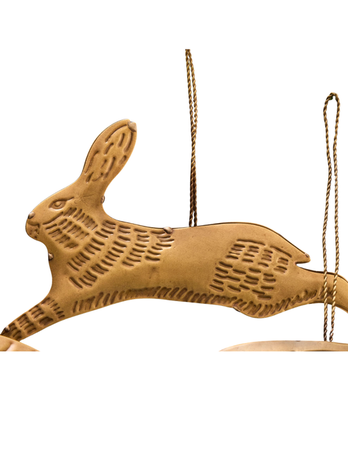 Lone Fox Painted Metal Bunny Ornament
