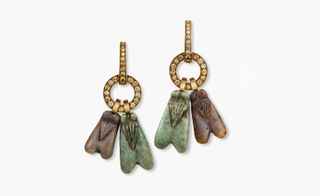 'Fly amulet' earrings in bronze and white gold with fly amulets and yellow diamonds by Hemmerle