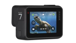 GoPro Hero 7 Black action camera used to film a turtle swimming in the ocean