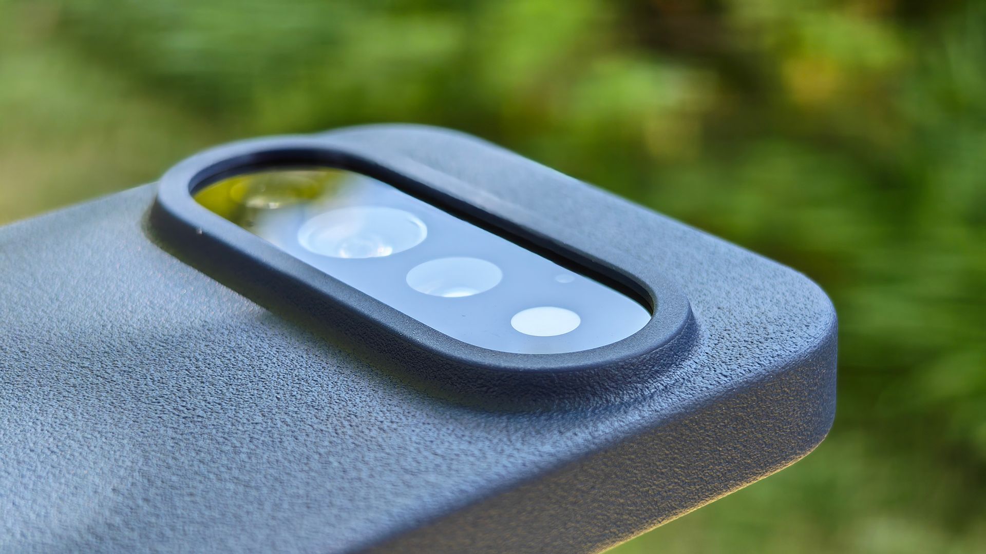 A blue Dbrand MNML case on a Google Pixel 11 Pro