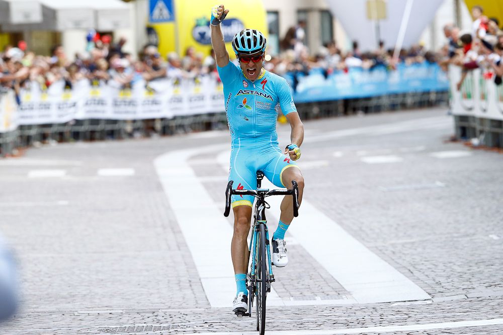 Tanel Kangert (Astana) celebrates winning stage 3 of the Giro del Trentino