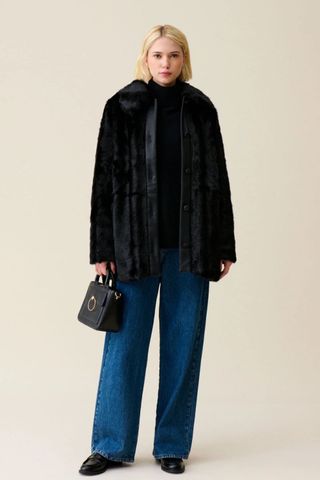 Claudie Pierlot Black Faux Fur Coat