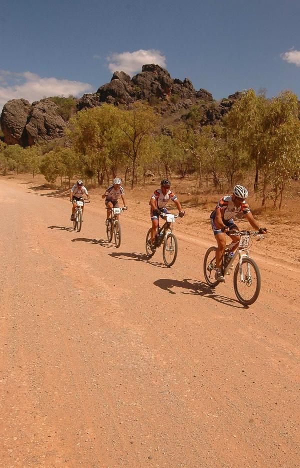Sam Brovender of Canada leads riders through the magnificent cave region near Chillagoe