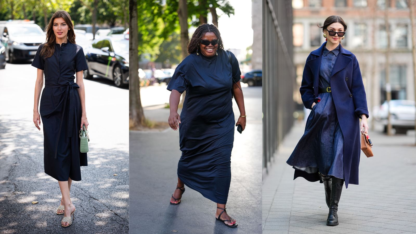 women wearing navy outfits and the most appropriate shoes to wear with them