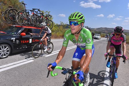 Matteo Trentin in the green jersey