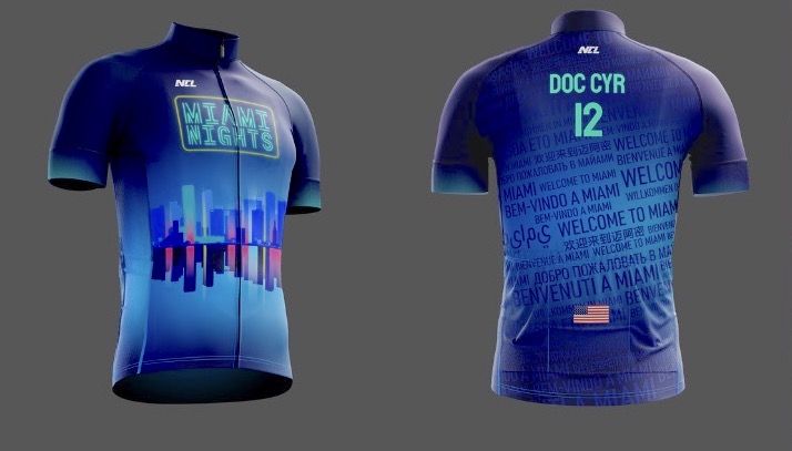 Miami Nights jersey design for 2023 in the National Cycling League