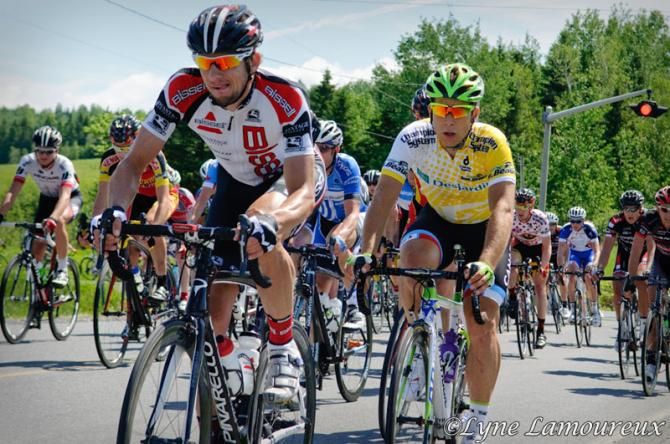 Yellow jersey Guillaume Boivin (Canada) in the field