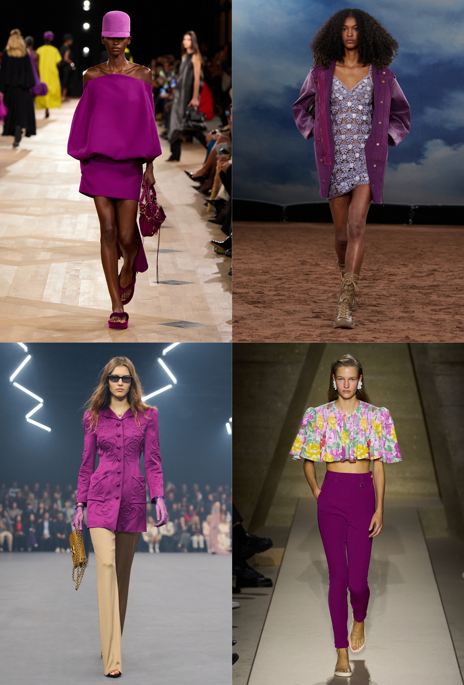 A collage of models from the spring/summer 2026 runways.