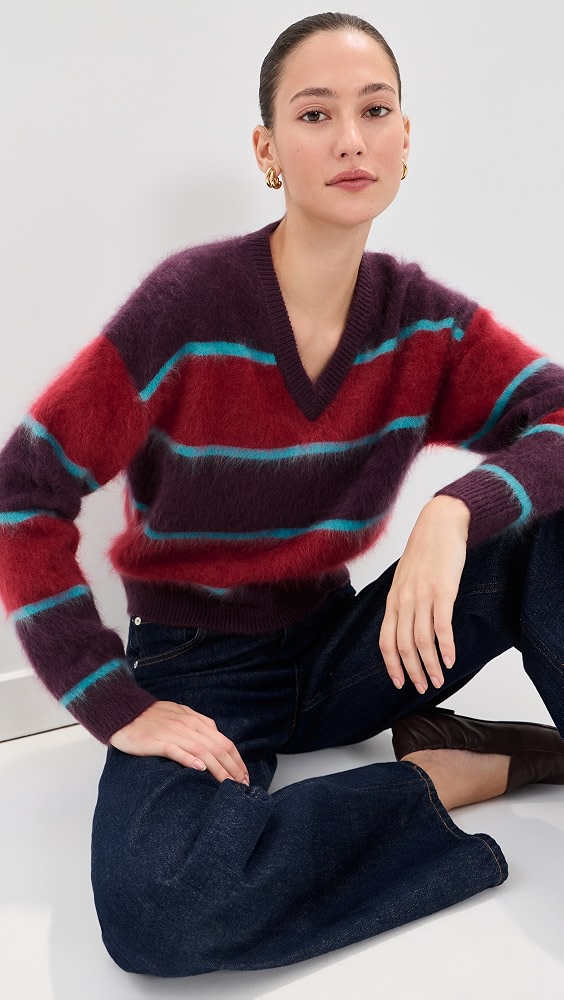 June V Neck Cashmere Sweater - Merlot/burgundy