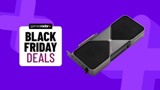 RTX 5080 graphics card on purple background with Black Friday deals badge