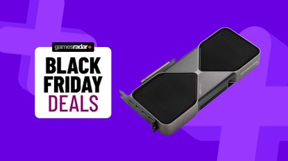 RTX 5080 graphics card on purple background with Black Friday deals badge
