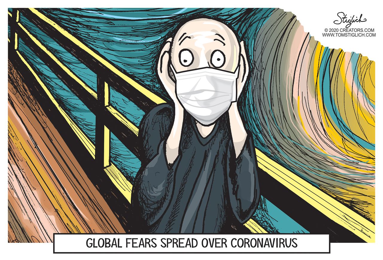 Editorial Cartoon World Coronavirus The Scream global fear