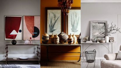 Console tables in three different rooms
