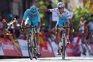 Fabio Aru and Mikel Landa at the finish of stage 20.