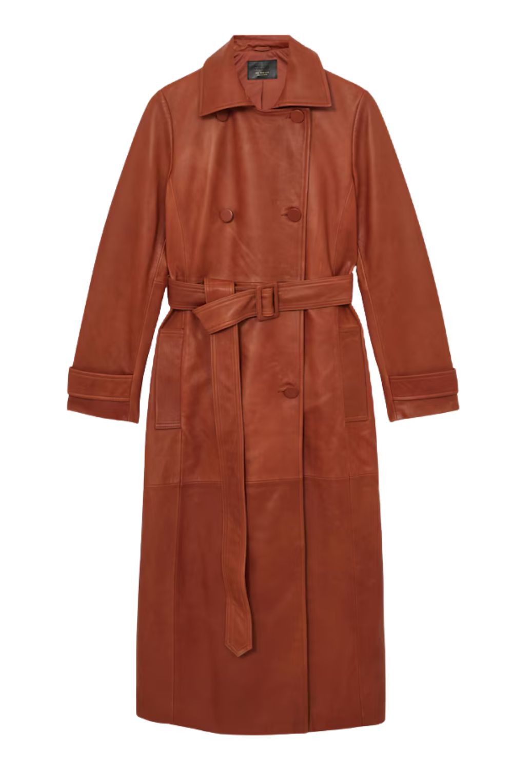 Reiss Hattie Double-Breasted Leather Trench Coat
