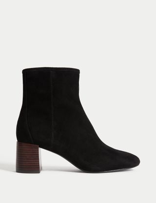 Suede Block Heel Ankle Boots